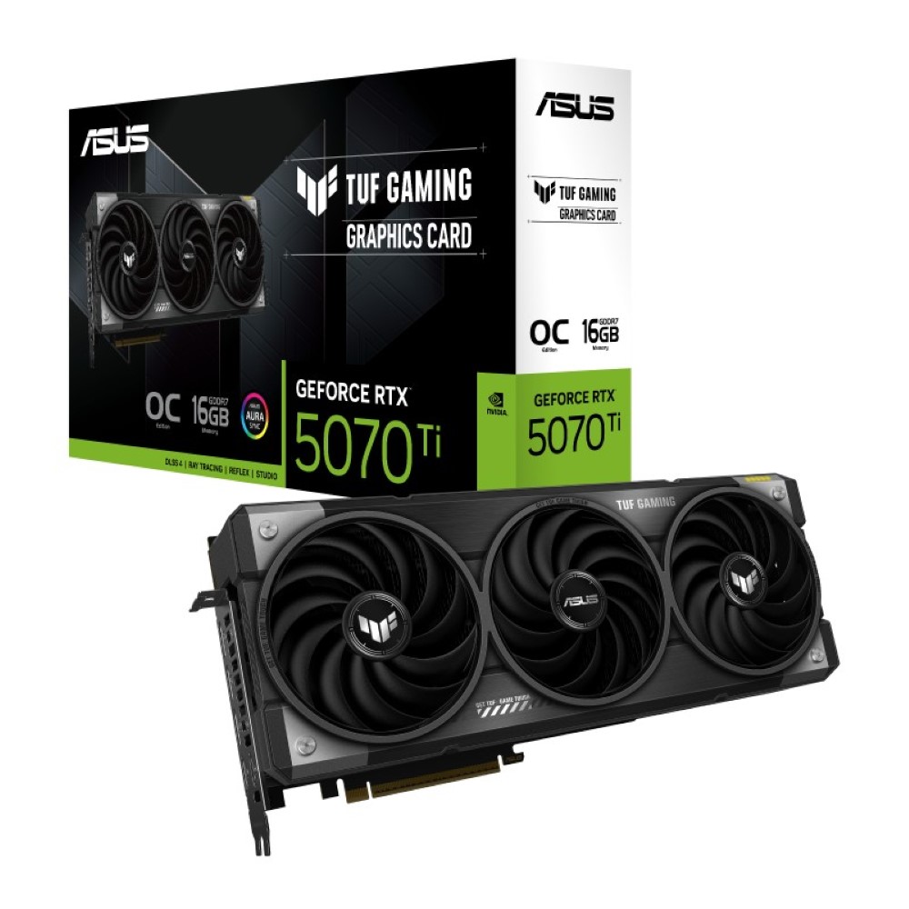 ASUS TUF Gaming GeForce RTX 5070 Ti OC Edition 16GB GDDR7 TUF-RTX5070TI-O16G-GAMING PCI-Express 5.0 DLSS 4.0 256-bit GPU