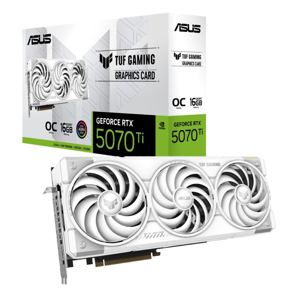 ASUS TUF Gaming GeForce RTX 5070 Ti White OC Edition 16GB GDDR7 PCI-Express 5.0 DLSS 4.0 256-bit GPU