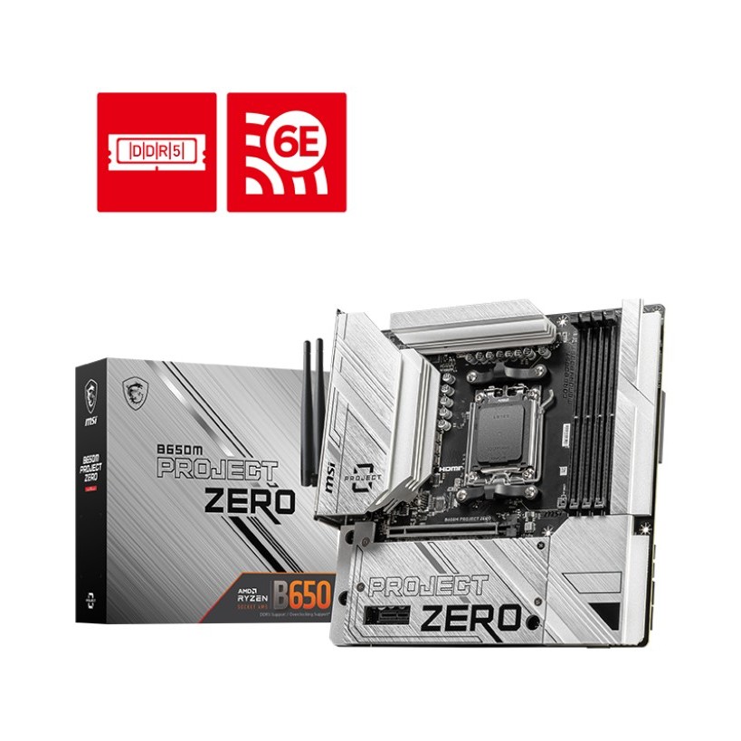 MSI B650M PROJECT ZERO AMD AM5 Micro-ATX Motherboard