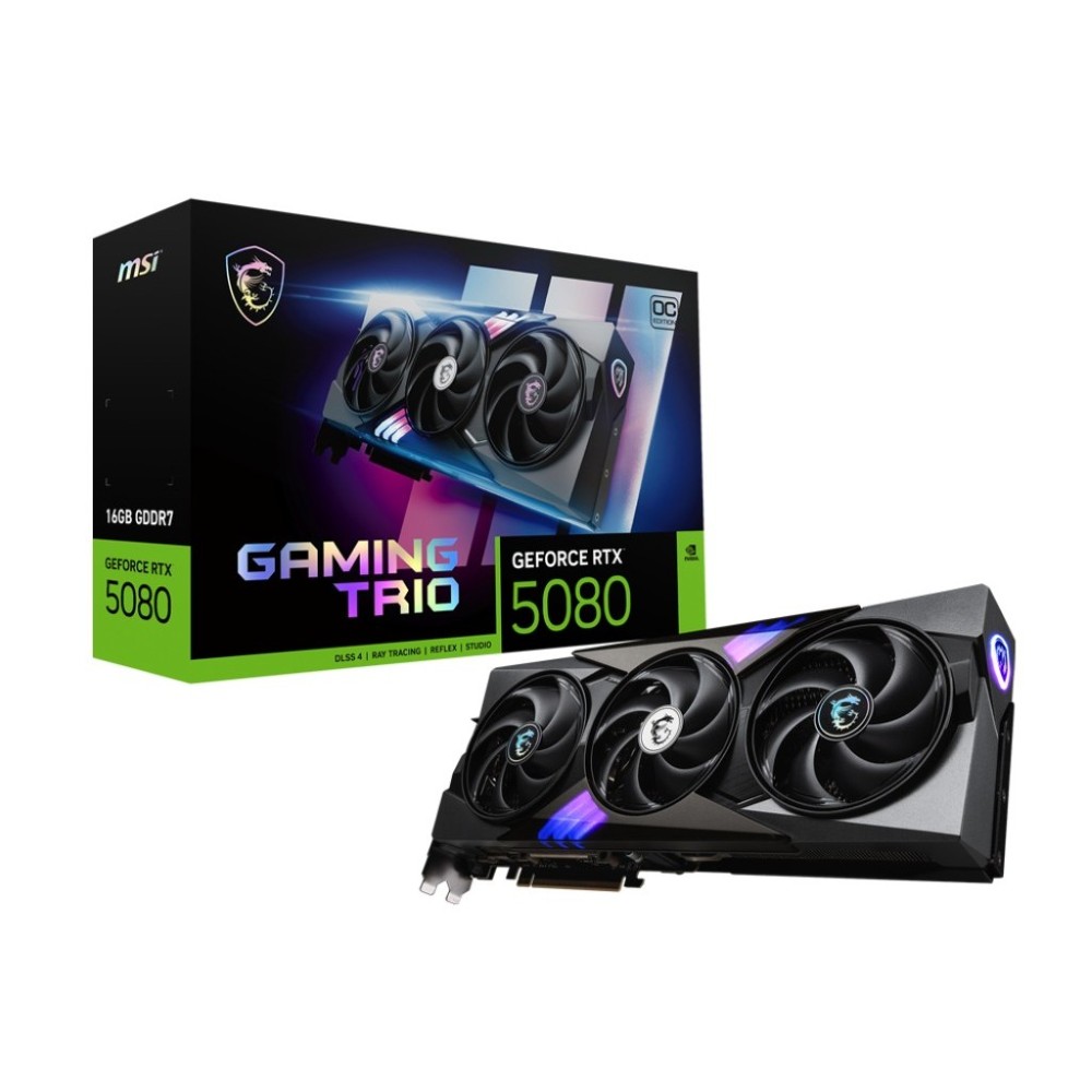 MSI Gaming GeForce RTX 5080 16G GAMING TRIO OC GDDR7 PCI Express 5.0 16GB 256-bit GPU