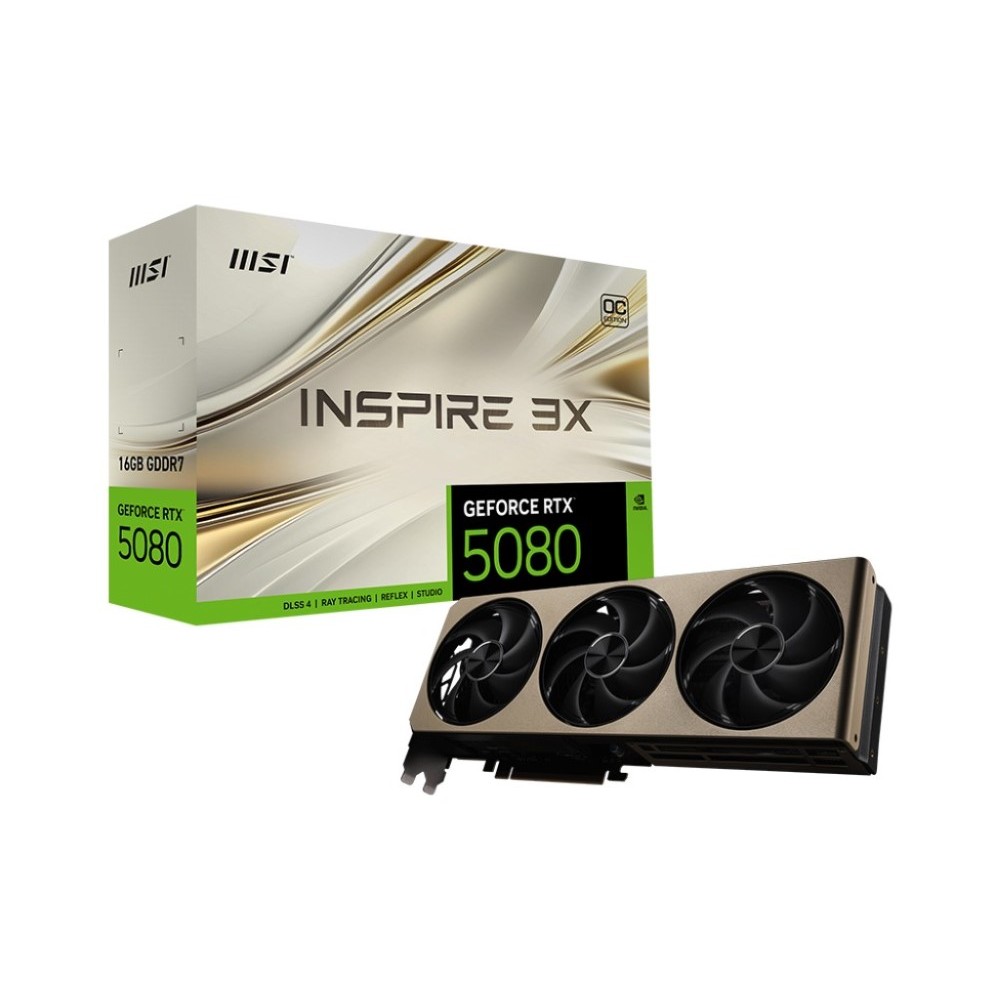 MSI INSPIRE GeForce RTX 5080 INSPIRE 3X OC 16GB GDDR7 PCIe 5.0 x16 256-bit PCI Express 5.0 x16 GPU