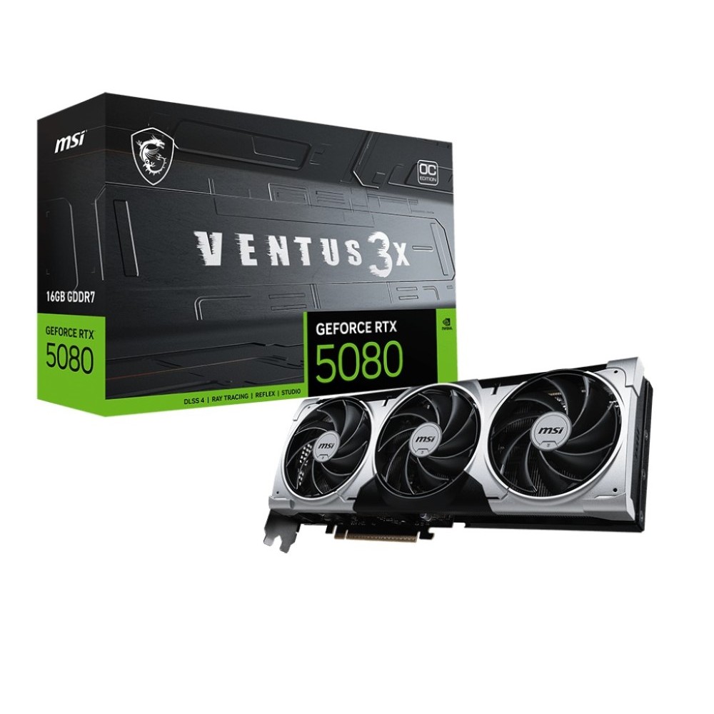 MSI GeForce RTX 5080 VENTUS 3X OC PLUS OC 16GB GDDR7 PCIe 5.0 x16 256-bit PCI Express 5.0 x16 GPU