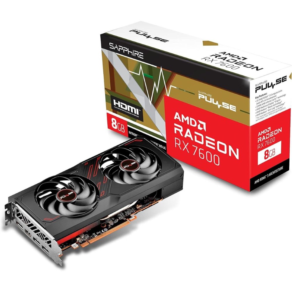 Sapphire PULSE Radeon RX 7600 8GB GDDR6 PCI Express 4.0 x8 ATX 128-bit GPU