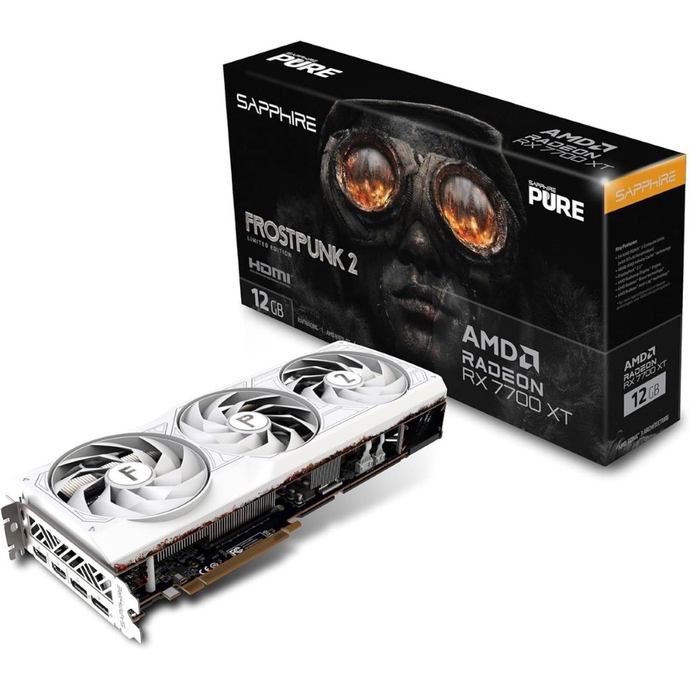 Sapphire Pure AMD Radeon RX 7700 XT 12GB Frostpunk 2 Edition Gaming GPU, AMD RDNA 3 GDDR6 192-bit PCIe 4.0 x16