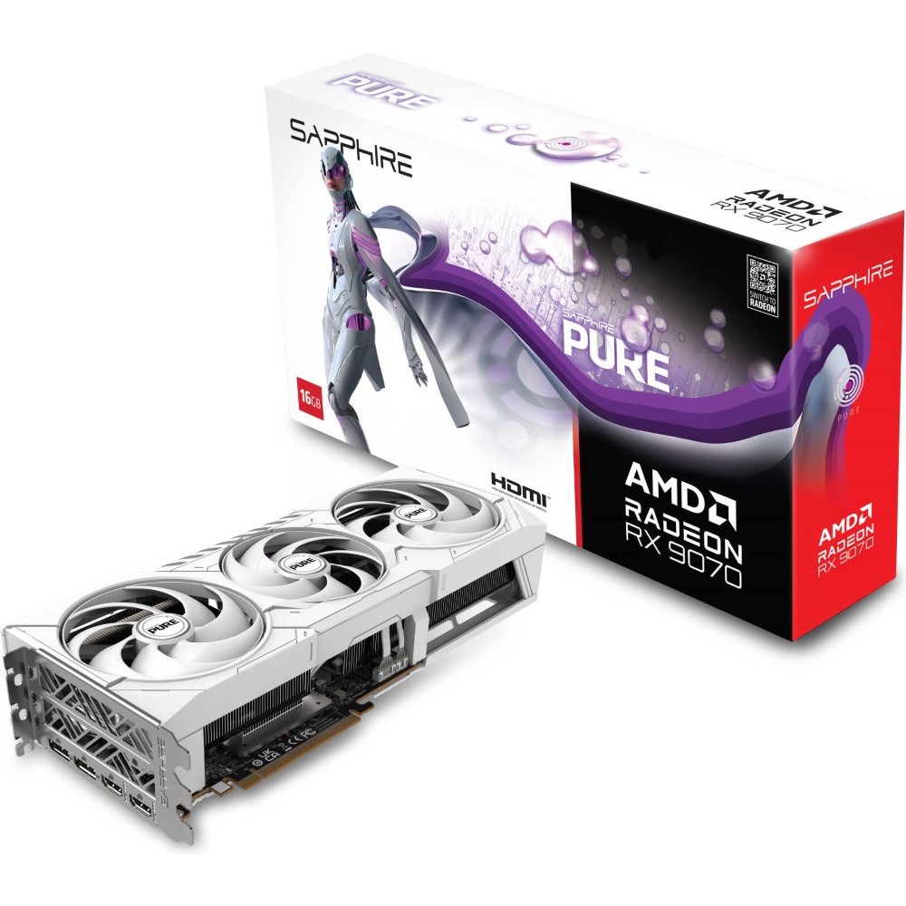 Sapphire Pure Radeon RX 9070 16GB GDDR6 PCI Express 5.0 x16 ATX 256-bit GPU
