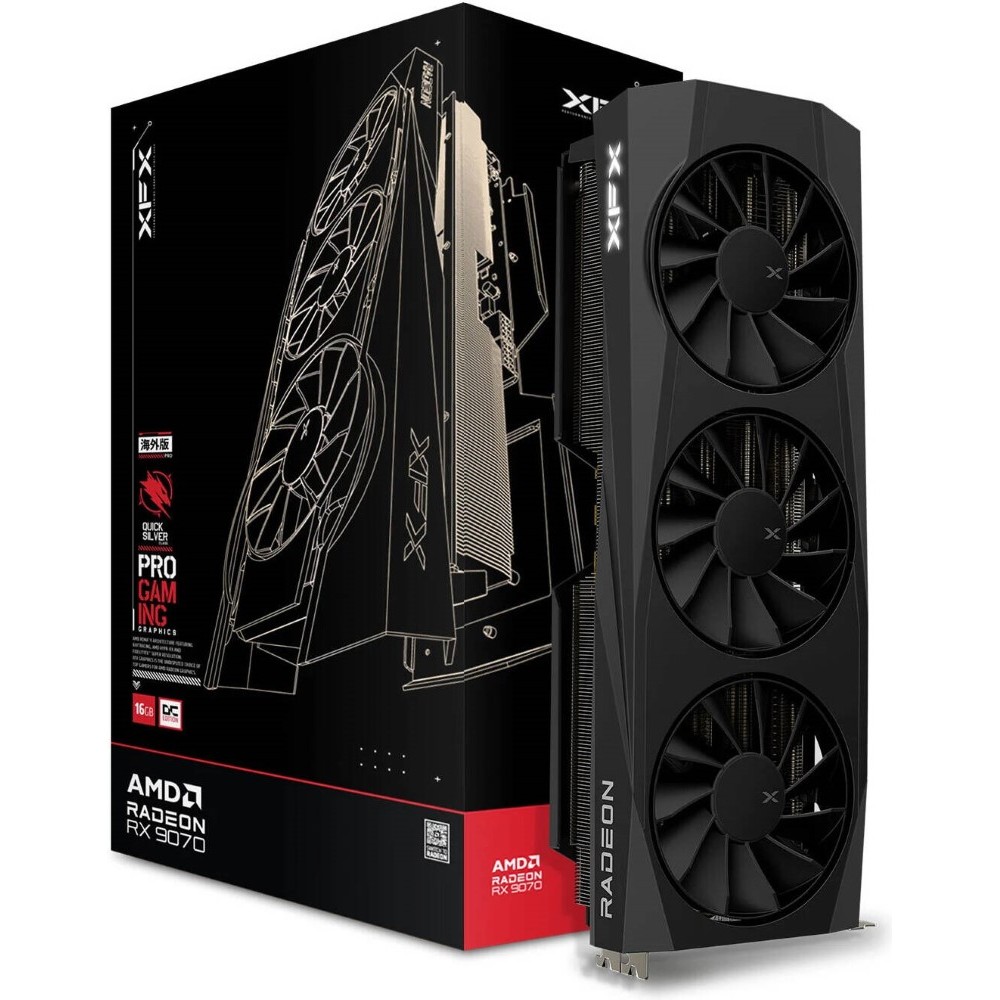XFX Quicksilver AMD Radeon RX 9070 OC Gaming Edition GPU with 16GB GDDR6 HDMI 3xDP, AMD RDNA 4 256-bit PCIe 5.0