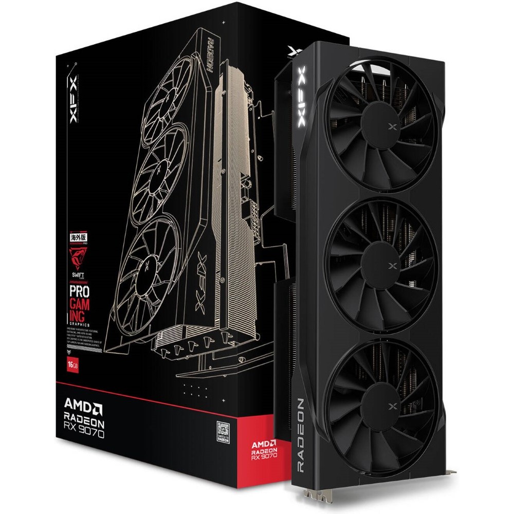 XFX Swift AMD Radeon RX 9070 OC Triple Fan Gaming Edition 16GB GDDR6 256-Bit Memory PCIe 5.0 GPU