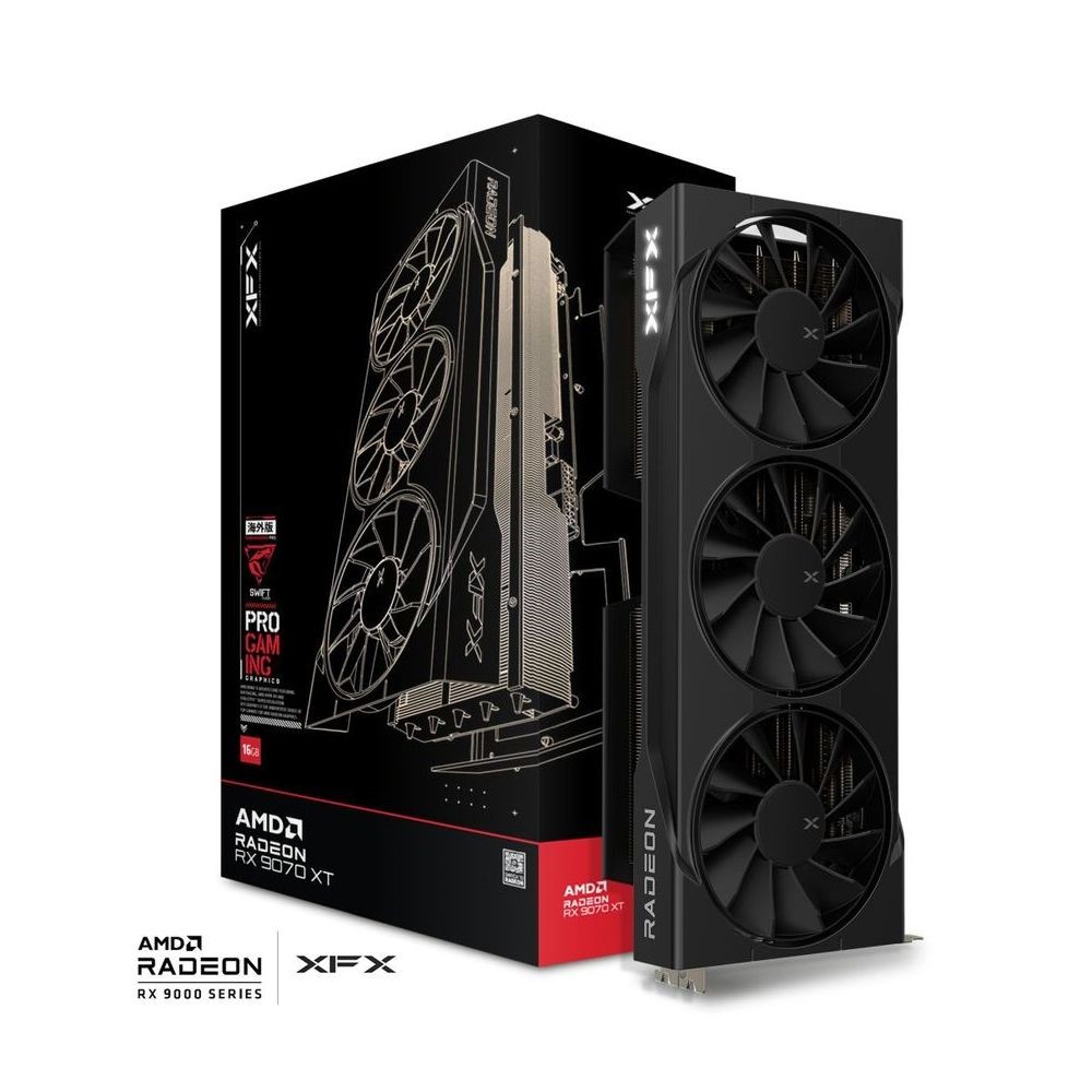 XFX Swift AMD Radeon RX 9070XT 16GB GDDR6, 256bit, HDMI/3x DP, AMD RDNA 4 Gaming Edition GPU – Black 256-bit PCI Express 5.0 x16