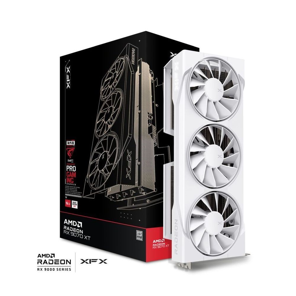 XFX Swift AMD Radeon RX 9070XT 16GB GDDR6, 256bit, HDMI/3x DP, AMD RDNA 4 Gaming Edition GPU – White 256-bit PCI Express 5.0 x16