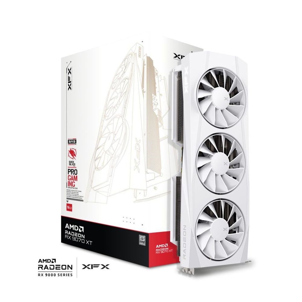 XFX Quicksilver AMD Radeon RX 9070XT 16GB GDDR6 256bit, HDMI/3x DP, AMD RDNA 4 Gaming Edition GPU – White 256-bit PCI Express 5.0 x16