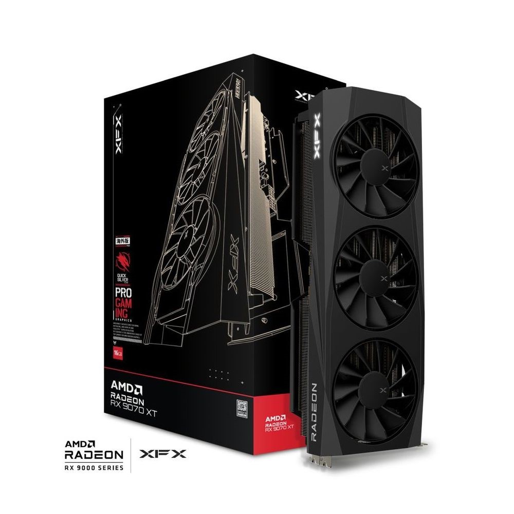 XFX Quicksilver AMD Radeon RX 9070XT 16GB GDDR6 256bit, HDMI/3x DP, AMD RDNA 4 Gaming Edition GPU – Black 256-bit PCI Express 5.0 x16