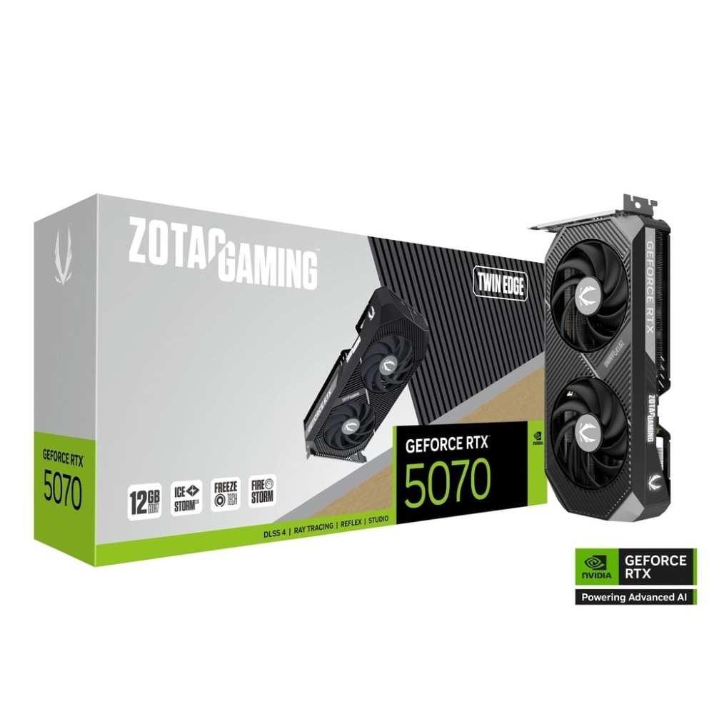 Zotac Gaming GeForce RTX 5070 Twin Edge DLSS 4 12GB GDDR7 192-bit 28 Gbps PCIe 5.0 Gaming PCIe 5.0 x16 GPU