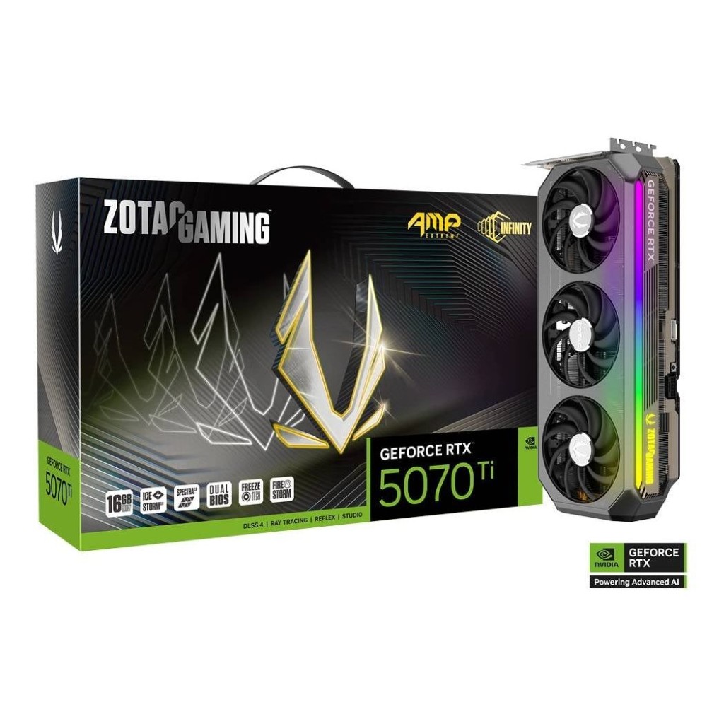 ZOTAC GAMING GeForce RTX 5070 Ti AMP Extreme INFINITY 16GB 256-Bit GDDR7 PCI Express 5.0 DLSS 4.0 GPU