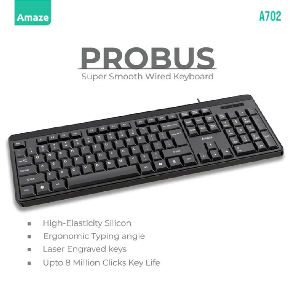 Amaze A732 Premium Black Wireless Normal Office Keyboard